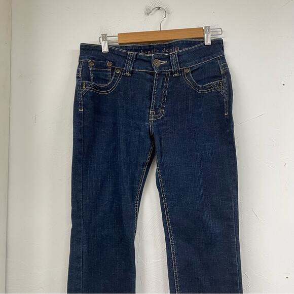 Authentic Denim Dark Wash Straight Leg Jeans Womens 10P Blue Denim Fall Casual - Picture 2 of 12